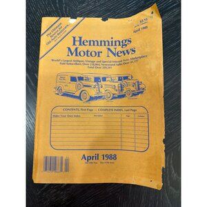 Hemmings Motor News April 1988 Collectors Edition Vintage Auto Marketplace Magaz